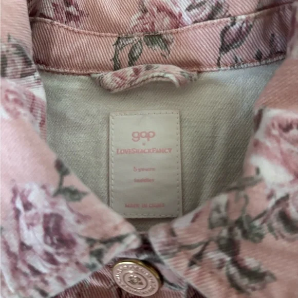 GAP x Love Shack Fancy Kids Pink Floral Jean Jacket - Picture 3 of 3